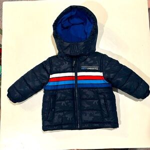 London Fog Dinosaur Navy Blue Puffer Jacket Sz 18m EUC